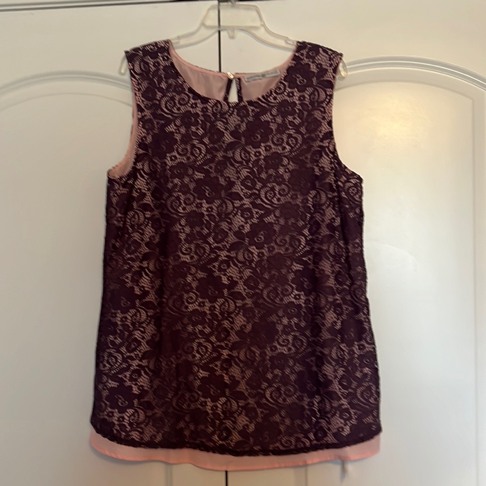 Purple lace top with pink lining new
